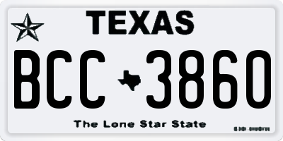 TX license plate BCC3860