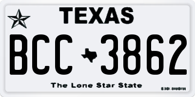 TX license plate BCC3862