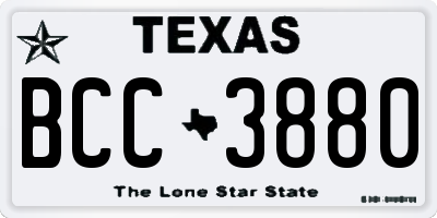 TX license plate BCC3880