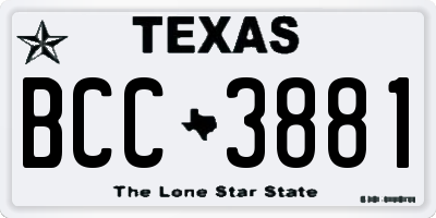 TX license plate BCC3881