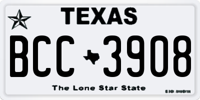 TX license plate BCC3908
