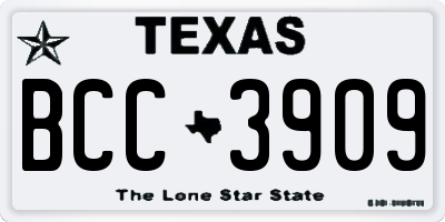 TX license plate BCC3909
