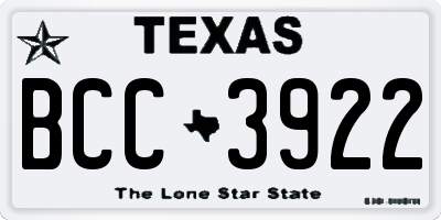 TX license plate BCC3922