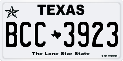 TX license plate BCC3923