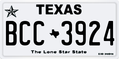 TX license plate BCC3924
