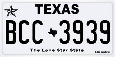 TX license plate BCC3939