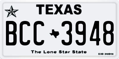TX license plate BCC3948