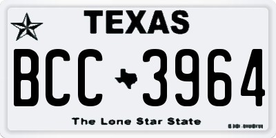 TX license plate BCC3964
