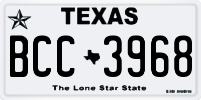 TX license plate BCC3968