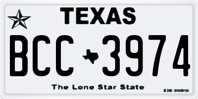 TX license plate BCC3974
