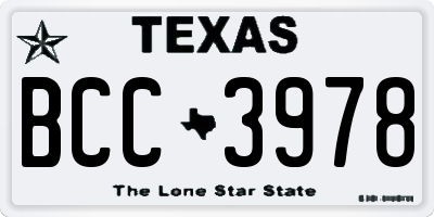 TX license plate BCC3978