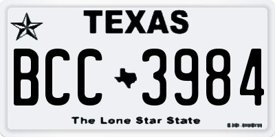 TX license plate BCC3984