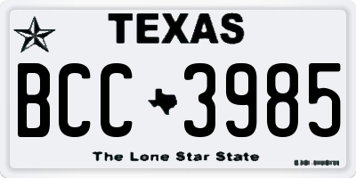 TX license plate BCC3985