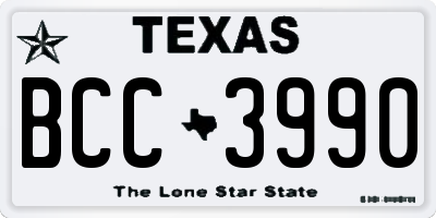 TX license plate BCC3990