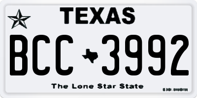 TX license plate BCC3992