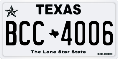 TX license plate BCC4006