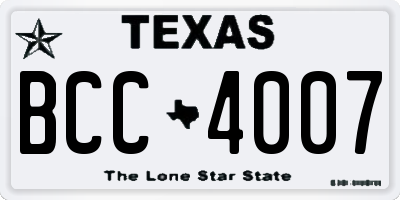 TX license plate BCC4007