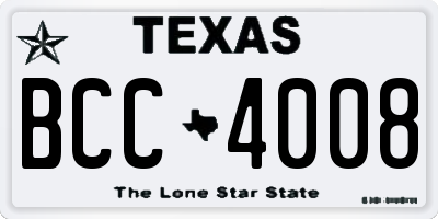 TX license plate BCC4008