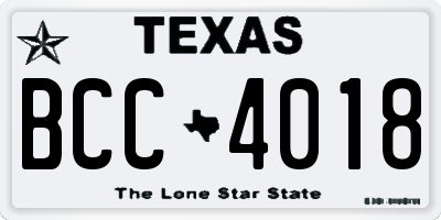 TX license plate BCC4018