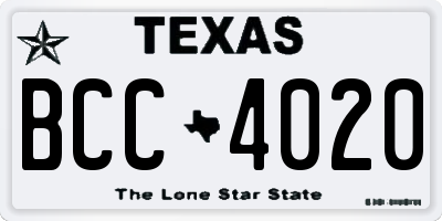 TX license plate BCC4020