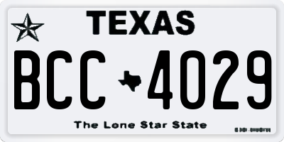 TX license plate BCC4029