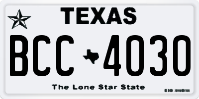TX license plate BCC4030