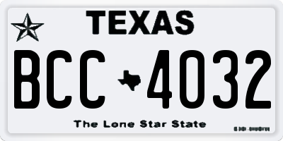 TX license plate BCC4032