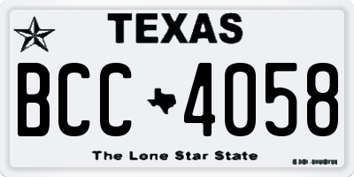 TX license plate BCC4058