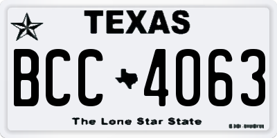 TX license plate BCC4063