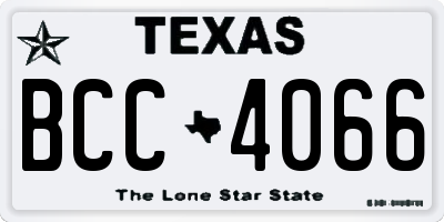 TX license plate BCC4066