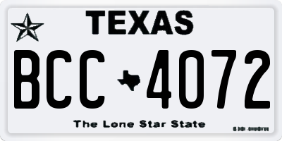 TX license plate BCC4072