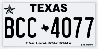 TX license plate BCC4077