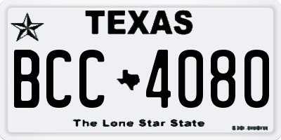 TX license plate BCC4080