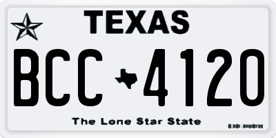 TX license plate BCC4120