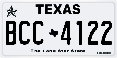 TX license plate BCC4122