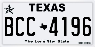 TX license plate BCC4196