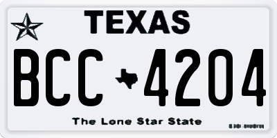 TX license plate BCC4204