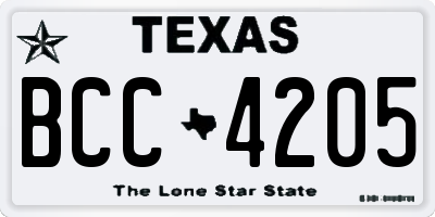 TX license plate BCC4205