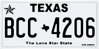 TX license plate BCC4206