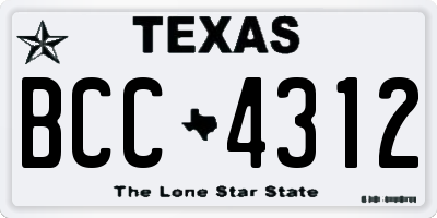 TX license plate BCC4312
