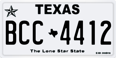 TX license plate BCC4412