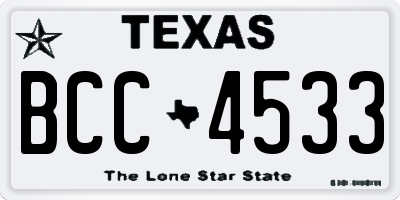 TX license plate BCC4533