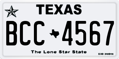 TX license plate BCC4567