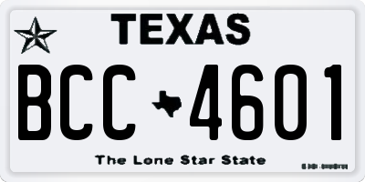 TX license plate BCC4601