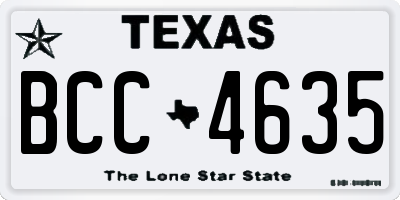 TX license plate BCC4635