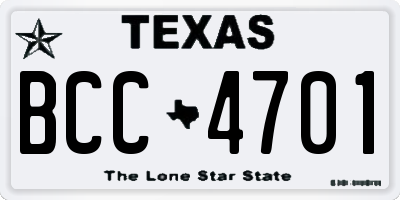 TX license plate BCC4701
