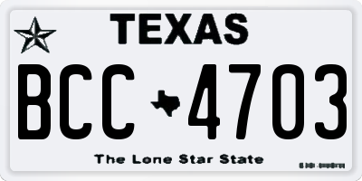 TX license plate BCC4703