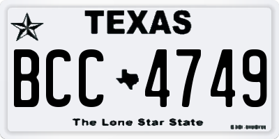 TX license plate BCC4749