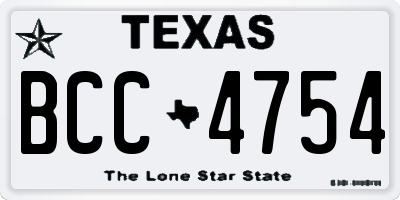 TX license plate BCC4754