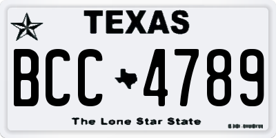 TX license plate BCC4789